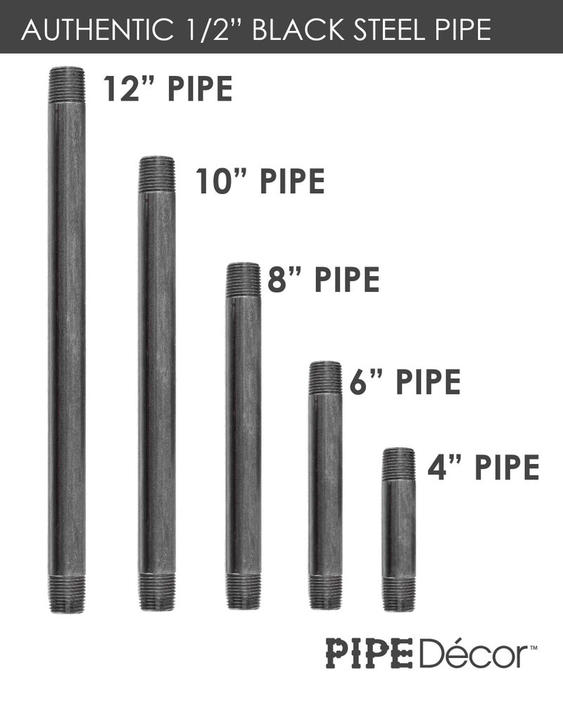 PIPE DECOR PIPE DÃ‰COR 1/2â€ x 12â€ Malleable Cast Iron Pipe Nipple, Pre Cut Connectors, Industrial Steel Grey Fits Standard Half Inch Black Threaded Pipes Nipples and Fittings, Build Vintage DIY Furniture, 6 Pack - Image 5